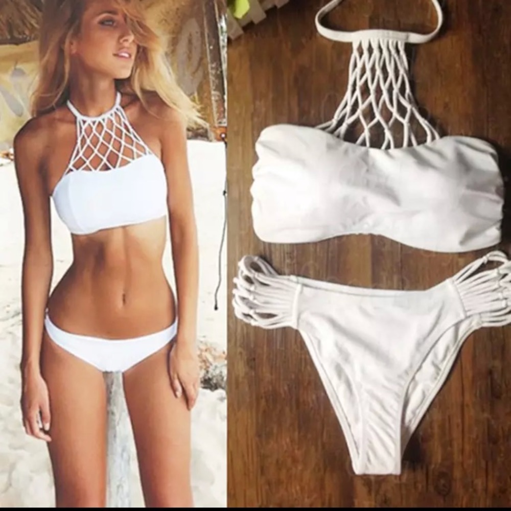 ‘Sofia’ White net bandage cheeky bikini - Picture 4 of 4